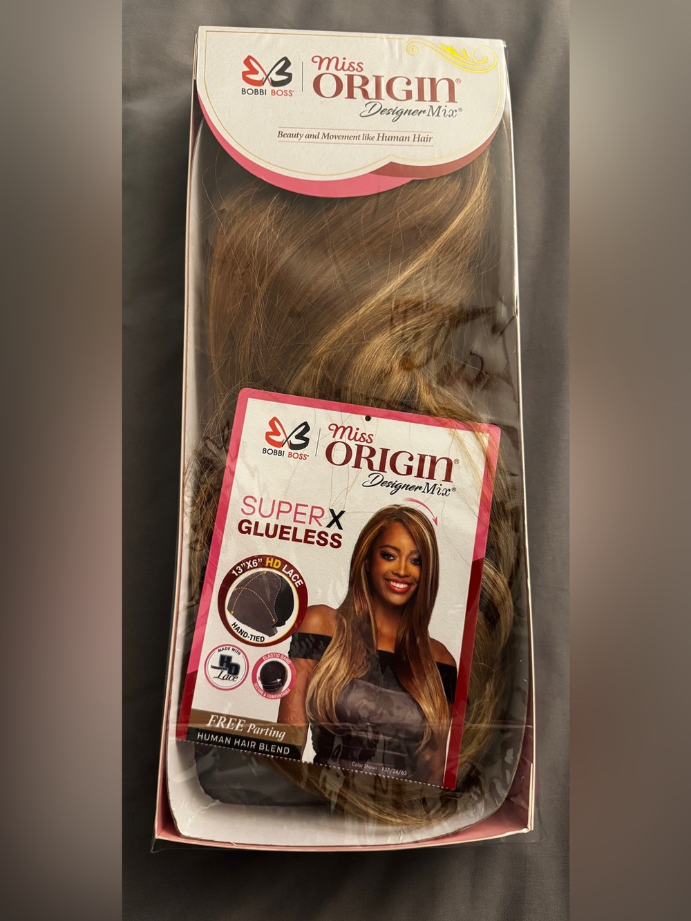 Bobbi Boss Glueless Fiona Wig F37/24/63 Human Hair Blend Free Parting HD Lace